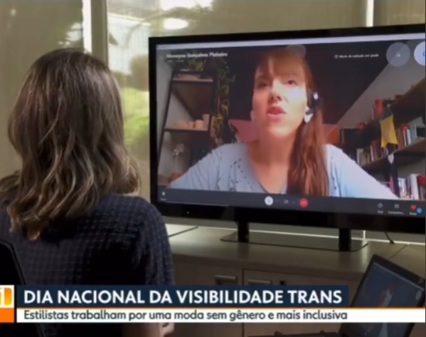 Um trecho da matéria no jornal Sp1 sobre o dia da visibilidade Trans